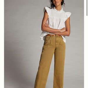CREAM Pilcro Anthropologie Jackson High Waisted Tapered Leg Twill Pants